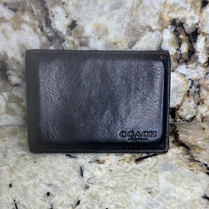 EUC! Coach Black Leather Slim Card Holder Wallet
